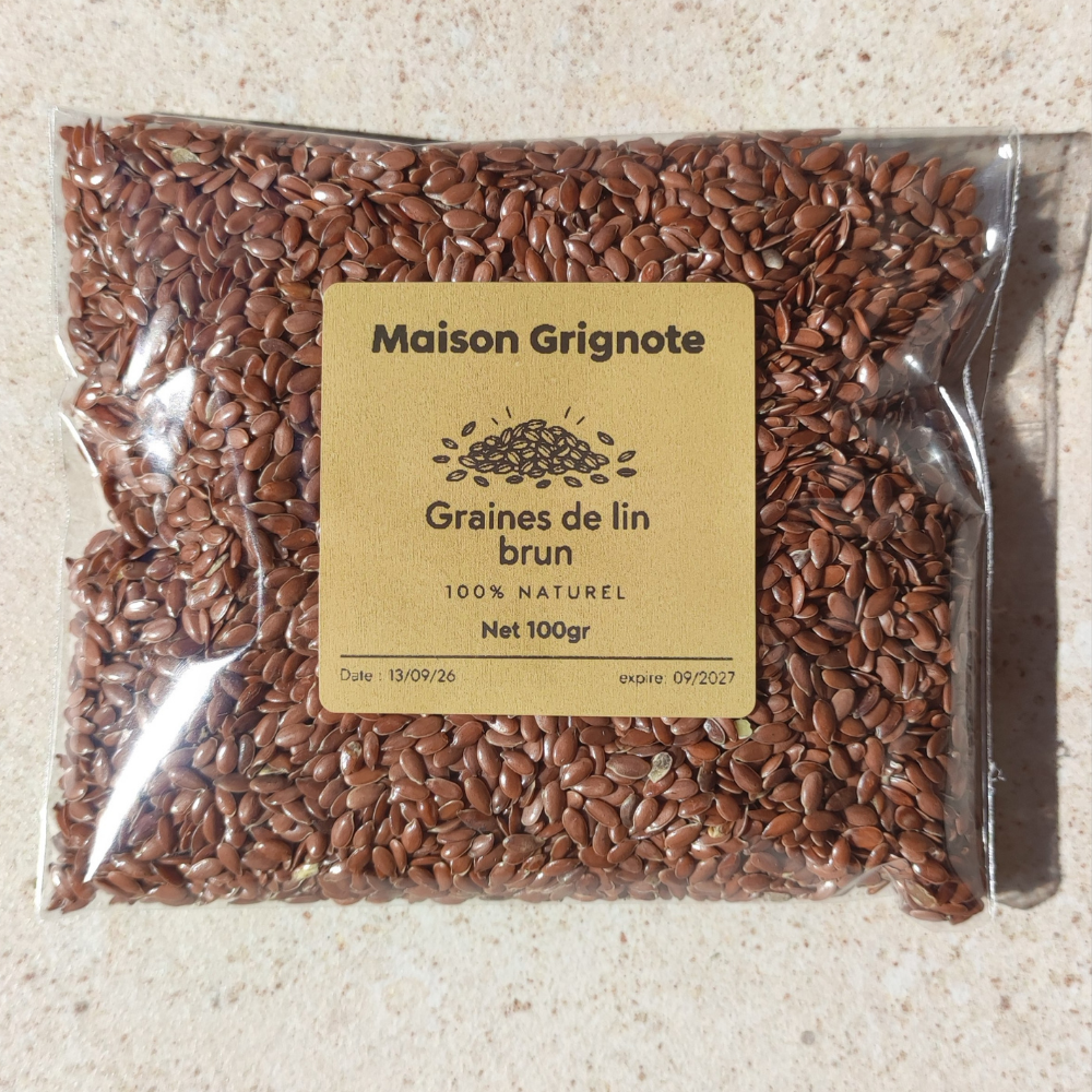 Graines de lin brun 100 g – Source d'oméga-3 pour gerbilles et hamsters